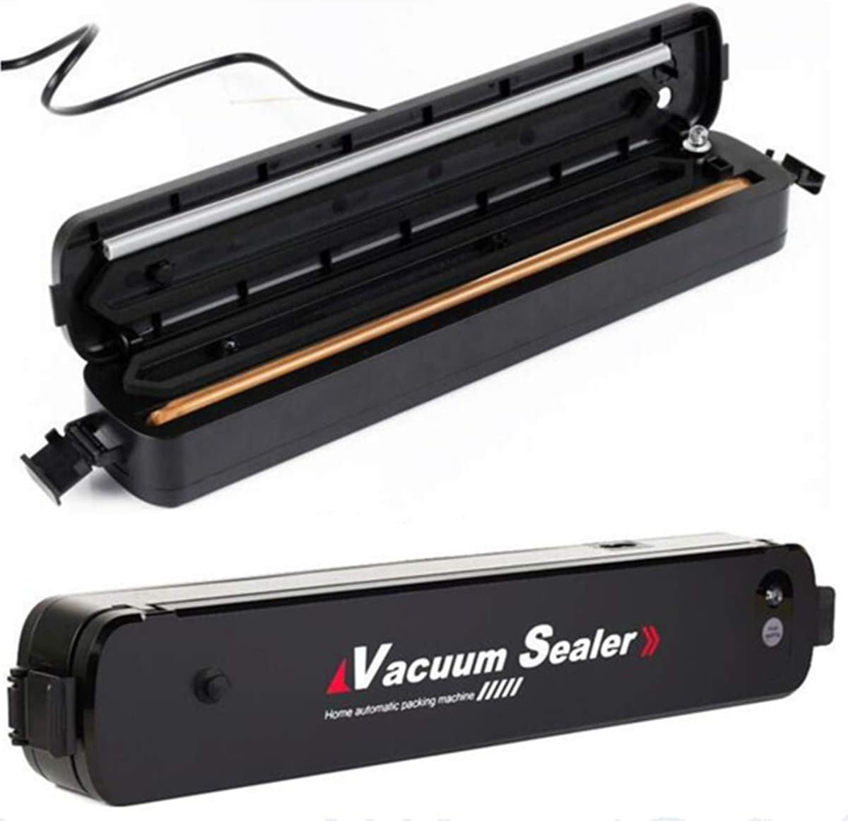 Vacuum Sealer Machine, Portable Compact Vacuum Sealing System for Vacuum and Seal/Seal, Dry/Wet Household Food Fresh Sealing Packing Machine with 15pcs Vacuum Bags, Black