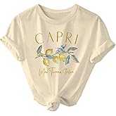 SweatyRocks Women's Lemon Fruit Print Graphic Tees Crew Neck Short Sleeve Casual T Shirt Summer Tops