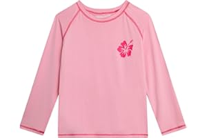 Real Love Toddler Girls Rash Guard - Quick Dry Sun Protection Girls Swim Shirt Long Sleeve Rash Guard Kids Swim Top (2T-16)