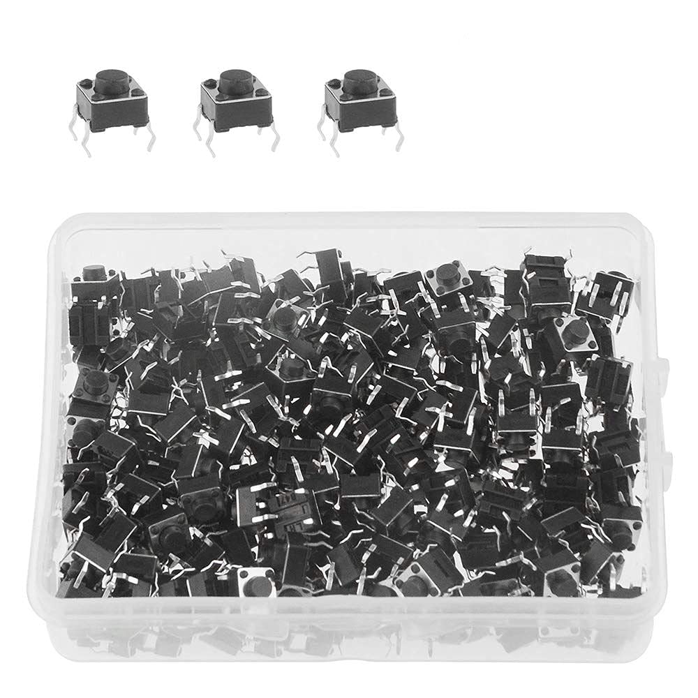 BGTXINGI 200Pcs Mini Micro Momentary Tactile Push Button Switch Assorted Kit 6 * 6 * 5mm 4pin
