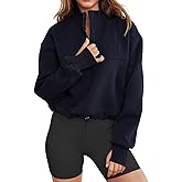LEEDYA Women Long Sleeve Half Zip Sweatshirts Fall Oversized Trendy Hoodies Casual Thumb Hole Pullovers Y2k Clothes