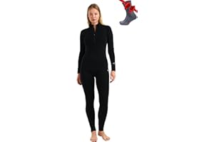 Merino.tech Women’s Merino Wool Base Layer Set - Zip-Up Heavyweight, Midweight Thermal Top & Bottom