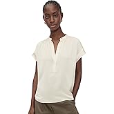 Vince Women's Gathered Neck Cap Sleeve Silk Blouse