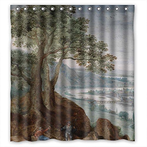 Comeciti Width X Height / 72 X 72 Inches / W H 180 By 180 Cm Polyester Beautiful Scenery Landscape Painting Shower Drape Fabric Is Fit For Father Mother Couples Boys Birthday. Durable