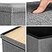 B FSOBEIIALEO Storage Ottoman with Tray, Small Ottomans Cube Folding Coffee Table Foot Stool Footrest Seat, Dark Grey Linen 16