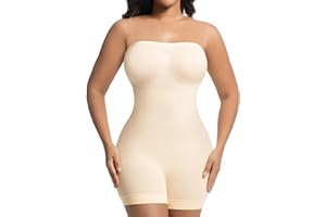 ONEW Strapless Shapewear Bodysuit Tummy Control Full Body Shaper Seamless Butt Lifter Thigh Slimmer