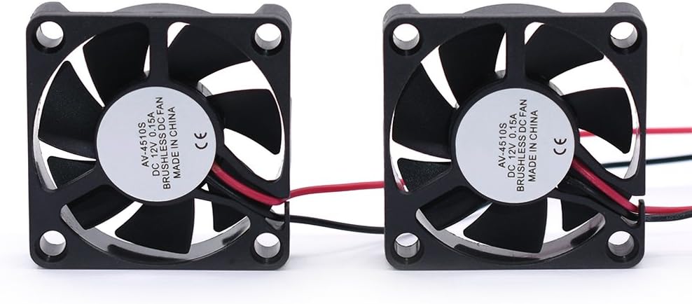 PoPprinter 45x45x10mm DC 12V 2 Pin Cooling Blower Brushless Mini Fan for 3D Printer (Pack of 2pcs) (45*45*10mm)