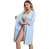 Meuponc Post Surgery Mastectomy Robe with 4 Internal Drain Pockets Women 3/4 Sleeves Night Gowns Pajama Dress Shirts