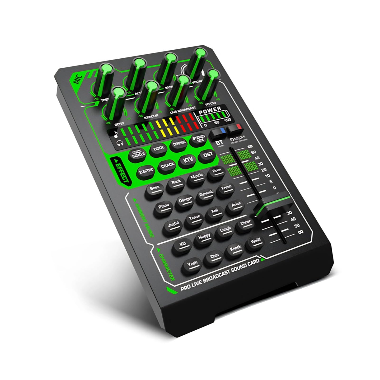 Sound Mixer Board, 5.0 Live Sound Card with Intelligent Noise Reduction, Multi-Device Connection for Cell Phones, Computers, Tablets, Laptops