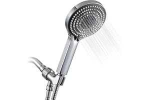 OFFO Shower Head Set, 6-Mode High Pressure Handheld Sprayer with 1.5m Stainless Steel Hose & Showerhead Holder, High Flow Lar