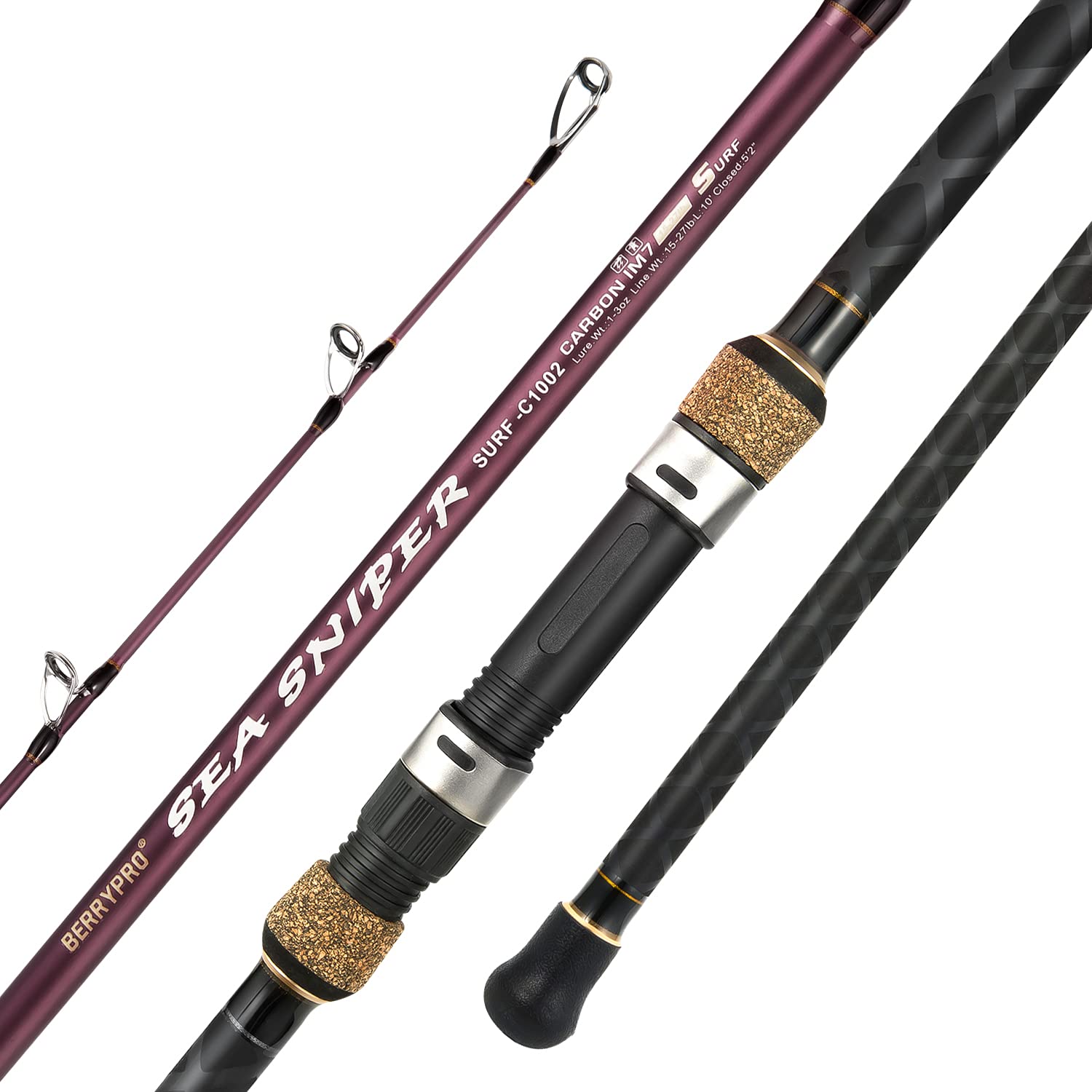 Photo 1 of Berrypro Surf Spinning & Casting Fishing Rod Carbon Fiber Travel Fishing Rod (9 Feet /10 Feet /12 Feet) (11'-Spinning 2-Piece)