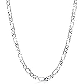 PDTJMTG 925 Sterling Silver Figaro Chain 3MM, 4MM, 5.5MM Italian Diamond-Cut Figaro Link Chain Necklace Gift for Men Women 18, 20, 22, 24, 26 Inches