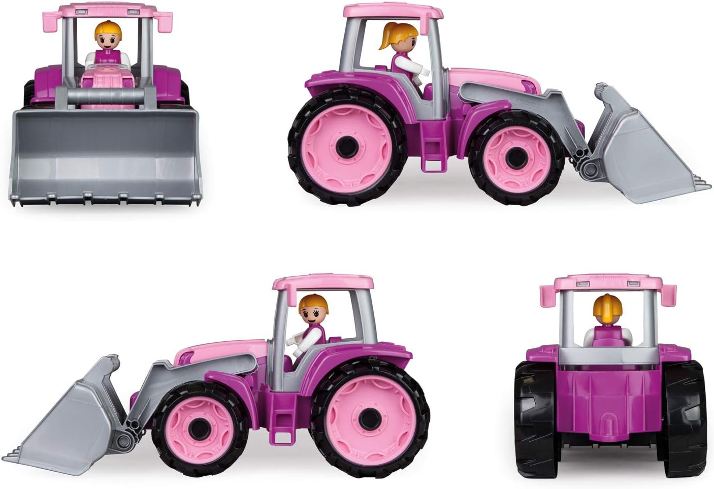 Lena 04452, TRUXX tractor pink with front shovel, vehicle ca. 34 cm, tractor with excavator shovel play figure - Image 4