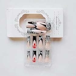 Halloween Nails Long Coffin Press on Nails Black
