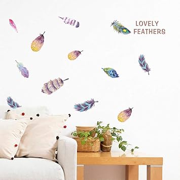 Amazon Com Zffmss Flying Lovely Feathers Decorative Wall Stickers