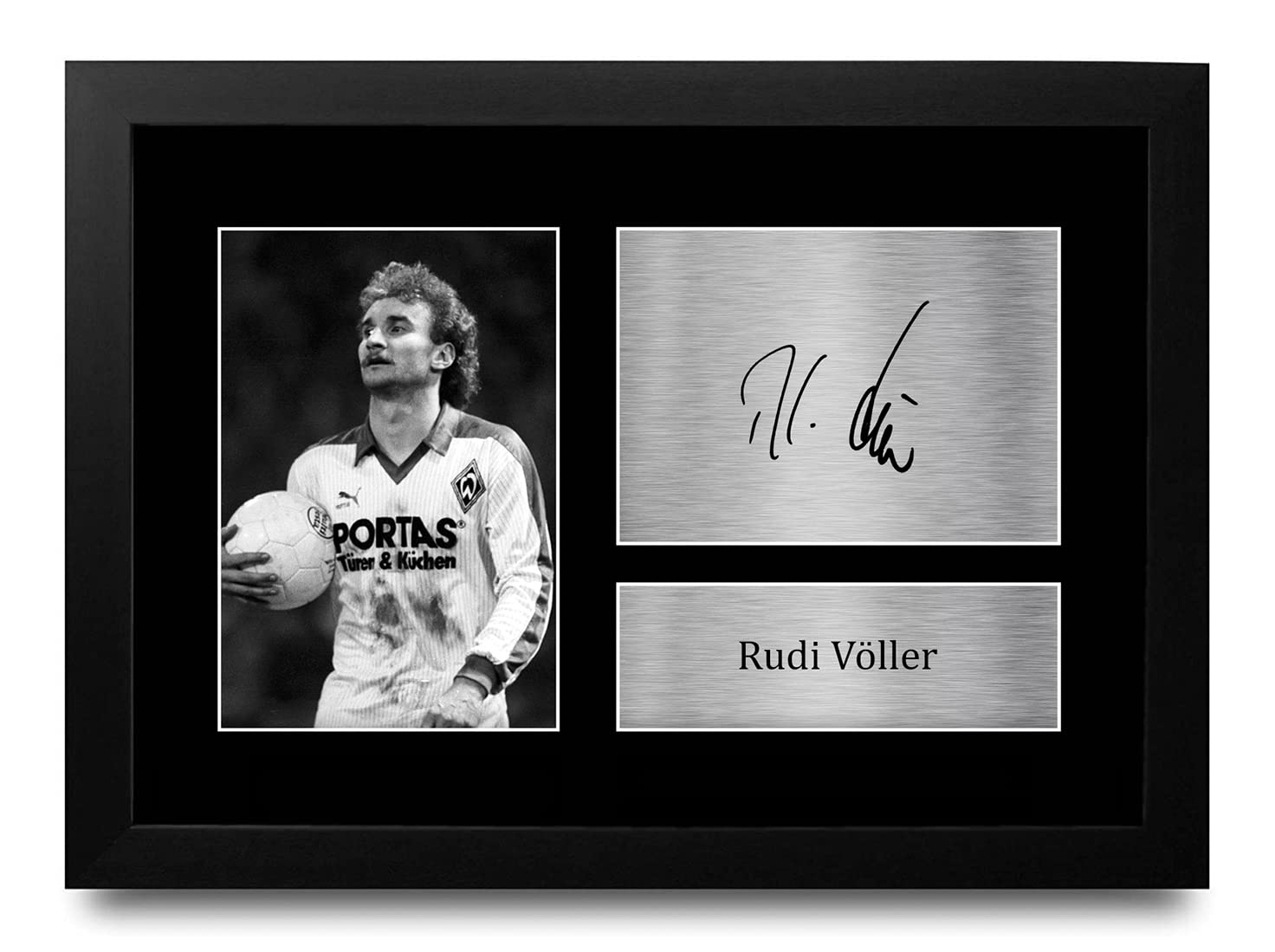 HWC Trading FR A4 Rudi Voller Werder Bremen Gifts Printed Signed Autograph Picture for Football Fans and Supporters - A4 Framed