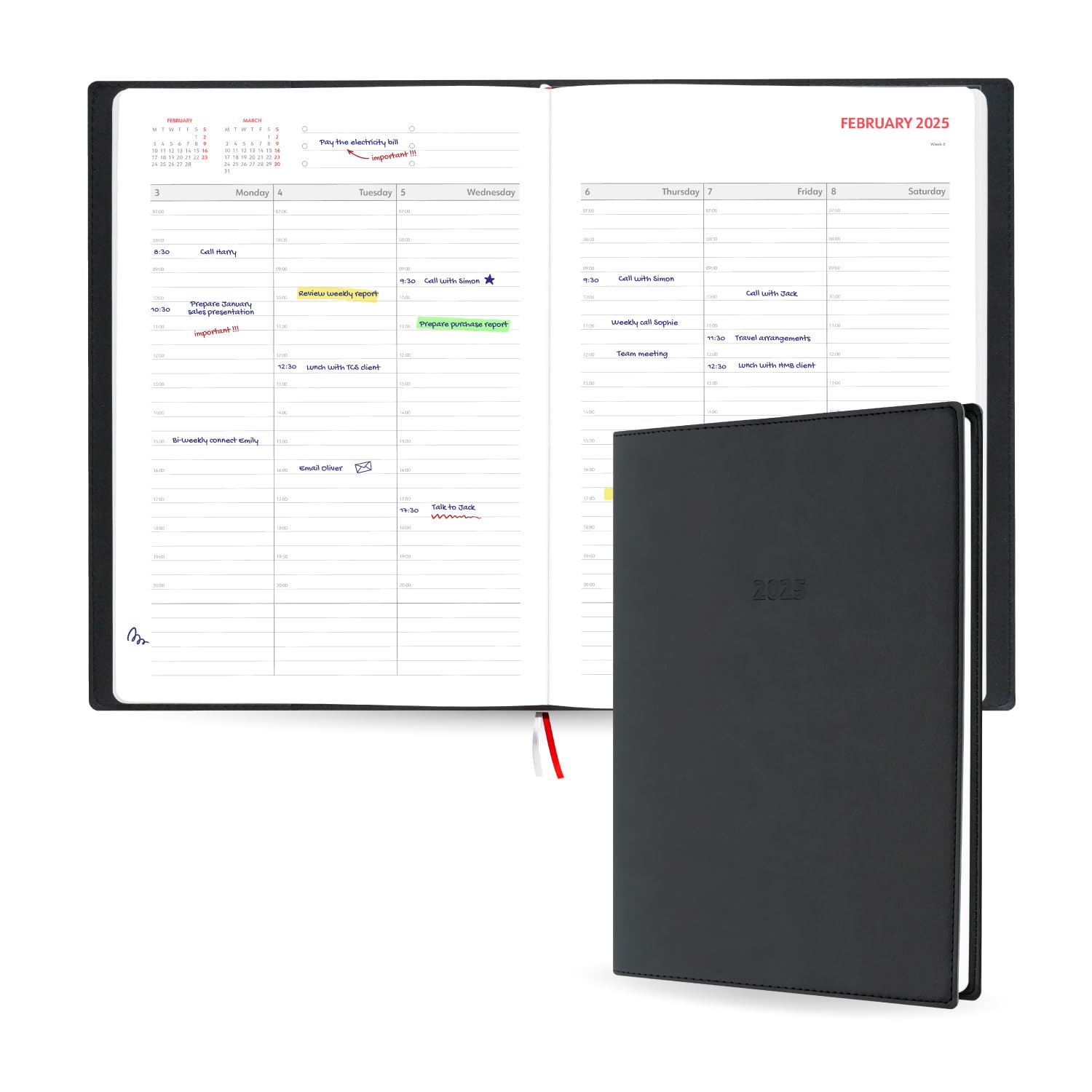 Grupo Erik Appointment Diary 2025 | December 2024 - January 2026, PU Softcover Appointment Book, 30 Minute Intervals, Week to View, Weekly Planner, Vertical Layout