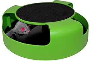 LOVINPUP Interactive Cat Scratcher Toy with Spinning Mouse Toy for Cats, Toy with Scratching Board and Running Mouse, Fun Cat Stimulating Toy, No Batteries Required. Endless Fun for Your Kitties