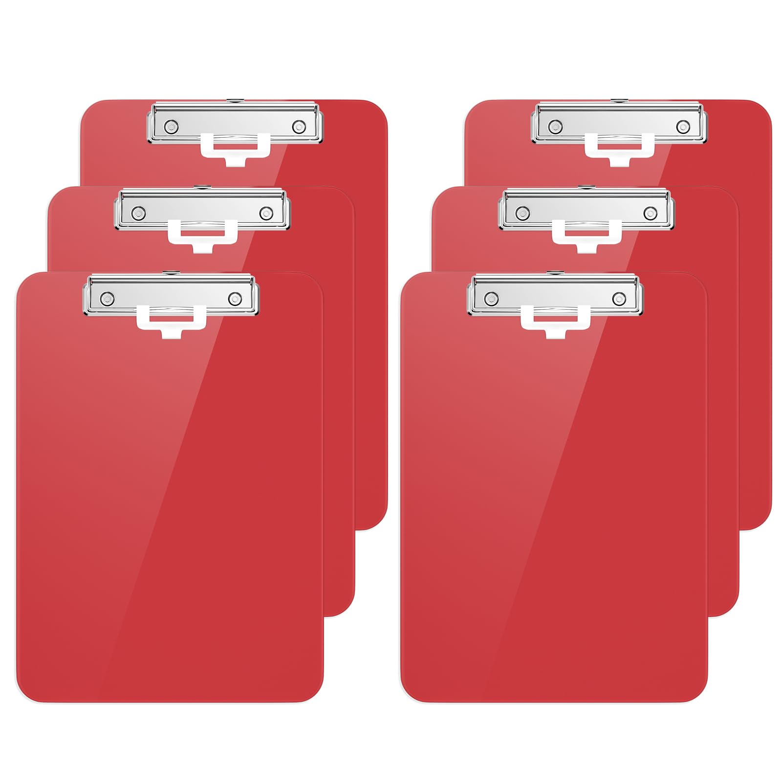 Hongri Plastic Clipboard with Pen Holder, Red 8.5x11 Letter Size Clip Board for Classroom, Office, Students, Nurses and Women, Low Profile Clip, Size 12.5 x 9 in(Pack of 6)