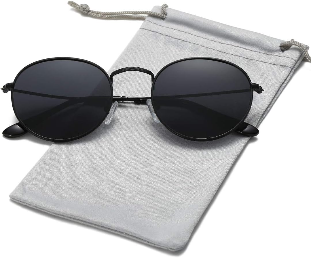 LKEYE Small Unisex Classic Vintage Round Mirror Lens Polarized Sunglasses LK1702 3447