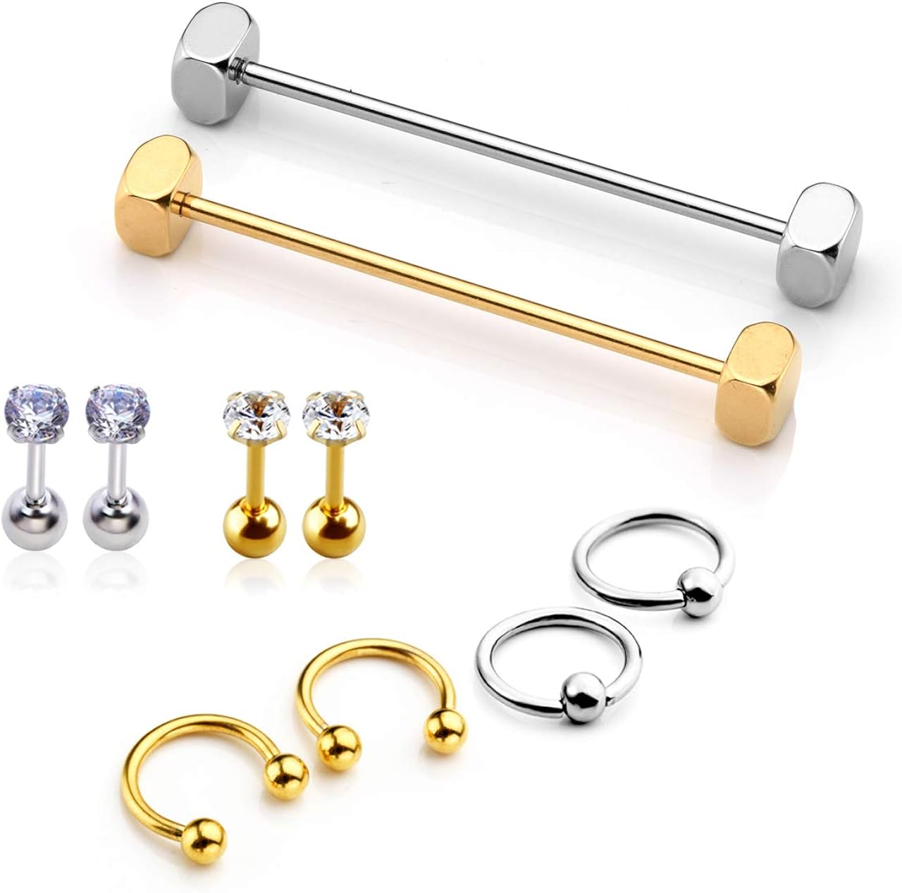 Jovivi 10pcs Professional Body Piercing Kit, 14G 16G