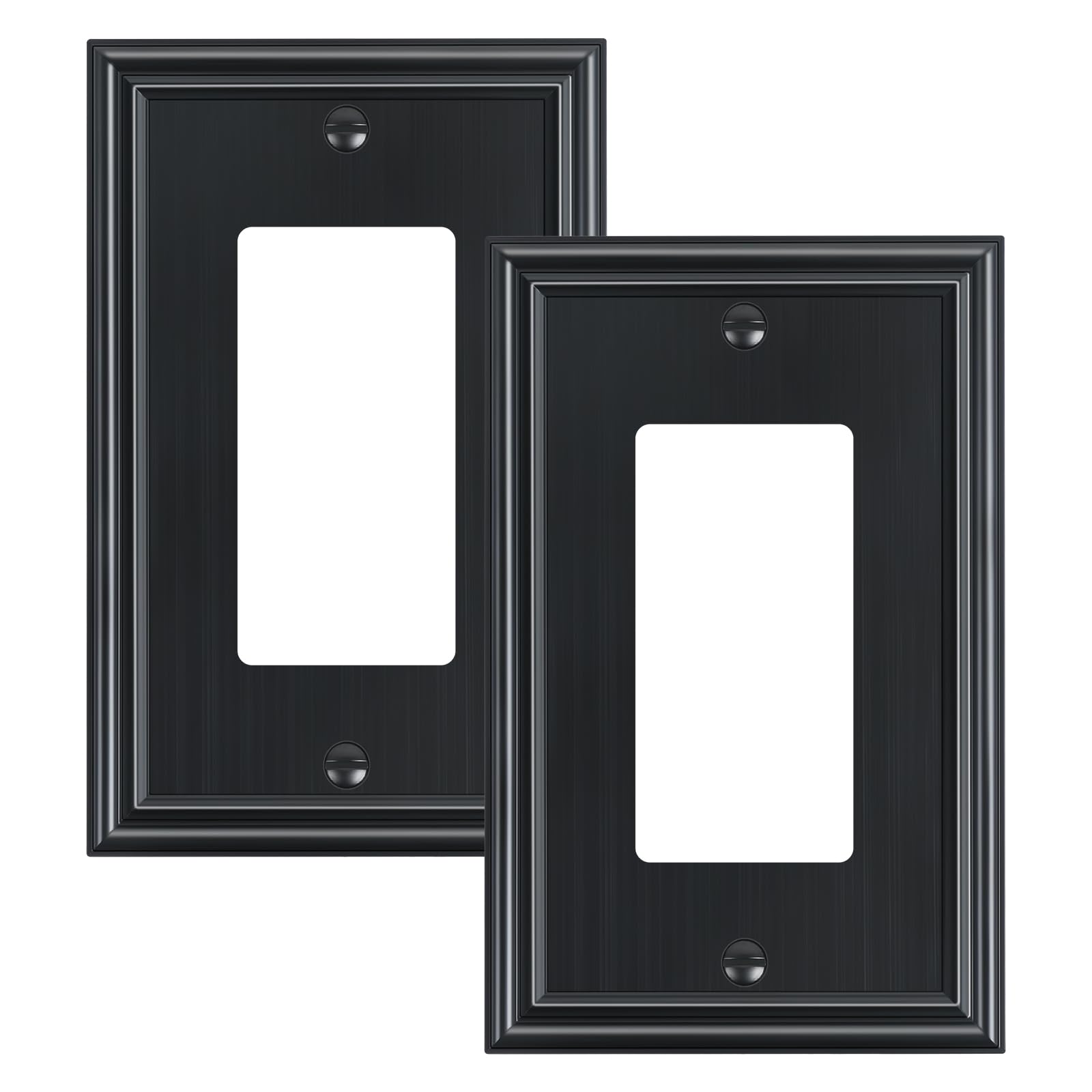 Photo 1 of 2-Pack Decorator Outlet Cover Plate, Black Decorative Switch Plates and Outlet Covers, Durable Zinc Alloy Wall Plates for Electrical Outlets, Receptacle, GFCI Outlet, Dimmer Switch