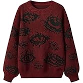 Oversized Crewneck Long Sleeve Sweaters Fashion Goth Grunge Punk Halloween Pattern 2025 Winter Sweater Pullover Tops