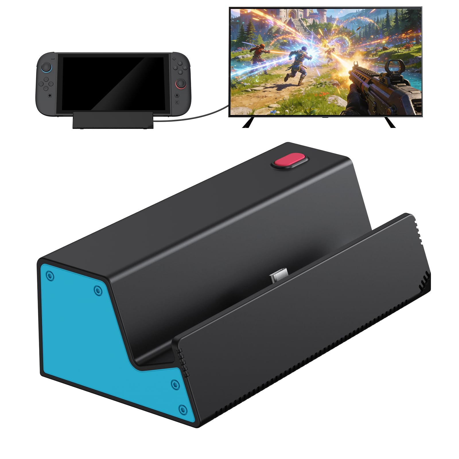 HEIYING TV Docking Station für Nintendo Switch 2/Switch OLED, Tragbarer TV Dock Ladegerät Ständer mit 4K HDMI Adapter/USB Port/Typ C Ladegerät Port