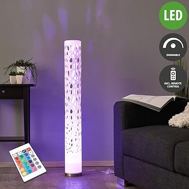 Lampenwelt LED Stehlampe 'Alisea' dimmbar mit Fernbedienung (Modern) in Weiß u.a. für Wohnzimmer & Esszimmer (1 flammig, GU10