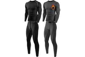 Celfaeree Thermal Underwear for Men Fleece Lined Long Johns Base Layer Mens Sports Compression Thermals Top and Bottom Set