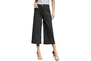 Rasutina Women Capri Pants Stretchy Wide Leg Capri Jeans for Women Casual Summer Cropped Pants