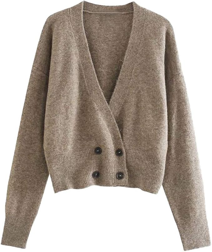 Hotouch Jersey De Punto Para Mujer, Cuello En V, Manga Larga