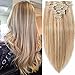 Standard Weft 16 Inch 90g Clip in 100% Real Remy Human Hair Extensions 8 Pieces 18 Clips #12/613 Golden Brown/Bleach Blonde