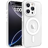 ZKTUYU Magnetic for iPhone 15 Pro Case, Compatible with MagSafe, Military Grade Drop Protection, Slim Matte Translucent Shockproof Anti-Fingerprint Phone Cover, Matte White
