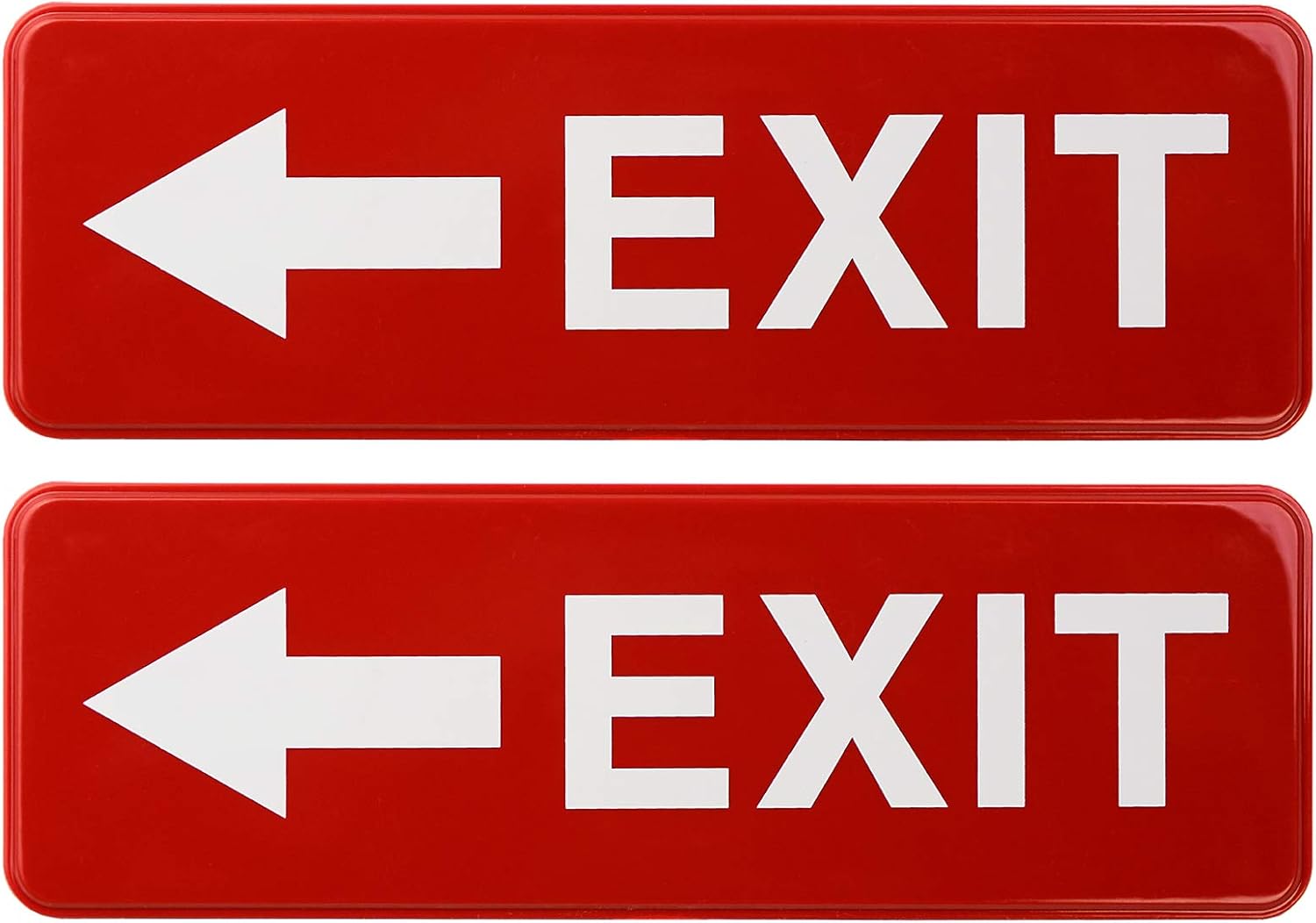 Exit Signs Left Arrow: for Business Door Emergency Sign. Easy to Mount Informative Plastic Sign with Symbols Great for Business Buildings and Establishments 9x3, Pack of 2 (Red)