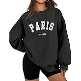 LOMON Oversized Sweatshirt for Women Crewneck Long Sleeve Casual Fleece Tops Graphic Hoodies Pullover Sweater