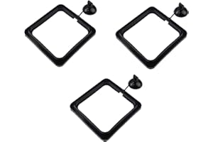 Zelerdo 3 Pack Aquarium Fish Feeding Ring Floating Food Feeder, Square Shape with Suction Cup, Black