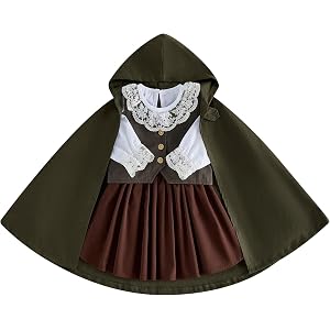 Toddler Baby Girl Halloween Costume Ring Bearer Medieval Outfits 4 Pcs Set | Renaissance Shirt Vest Skirt and Cloak Baby Hobb