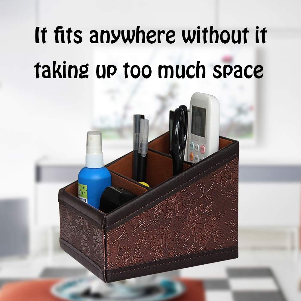 Daixers PU Leather Remote Control Holder Storage Container for TV Remote Phone Caddy Eyeglasses: Home & Kitchen