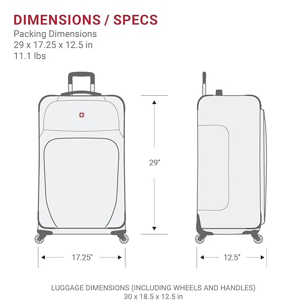 SWISSGEAR SION SOFTSIDE EXPANDABLE SPINNER LUGGAGE DURABLE LIGHTWEIGHT TRAVEL SUITCASE, DARK GREY, CHECKED-LARGE 29-INCH