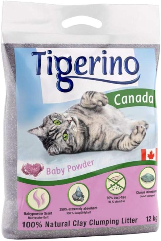 Tigerino Canada Clumping Clay Cat Litter Baby Powder Fragrance 24KG A