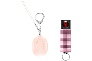 ZNYSMART Personal Safety Alarm with Pepper Spray Gel, Self Defence Defense Keychain for Women Protection, Door Stop Alarm, Hotel Travel Alarm, Luggage Anti-Theft, 130dB Siren, Mini Flashlight Pink & Pink