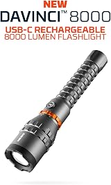 NEBO Davinci 8000 Flashlight 8000 Lumen USB-C Power Bank Rechargeable IP67 Grey view 2