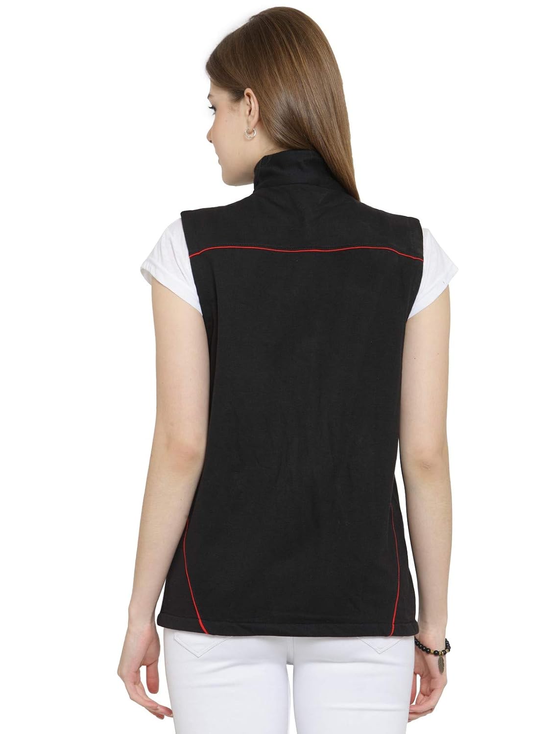 scott premium cotton sleeveless jacket for women - black