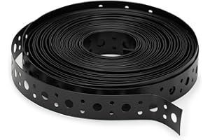 Black 1 Inch x 33FT Metal Strapping with Holes 0.03" Thick Galvanized Metal Pipe Hanger Strap for Plumbing, HVAC and Duct Sup