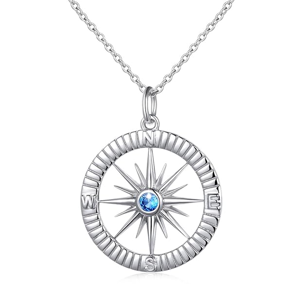 DAOCHONG S925 Sterling Silber Egal wo Kompass Anhänger Halskette Frauen Schmuck, 18'