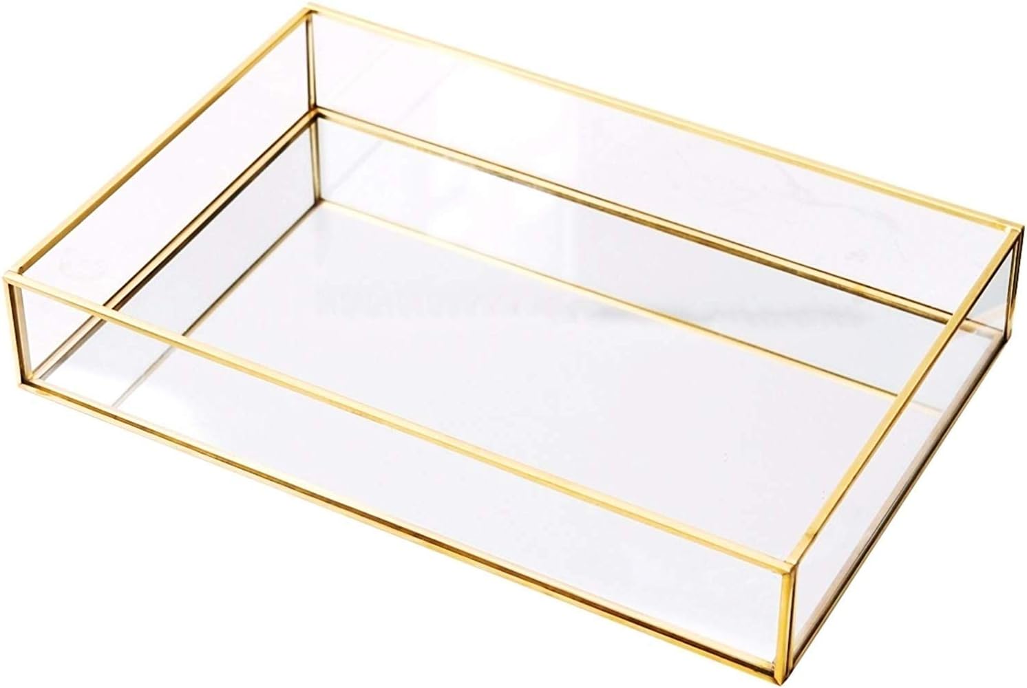 Amazon Com Purzest Large Gold Perfume Tray Vanity Tray Metal Mirrored Ornate Decorative Tray Jewelry Tray 12 X 8 Champagne Gold Finish Home Kitchen