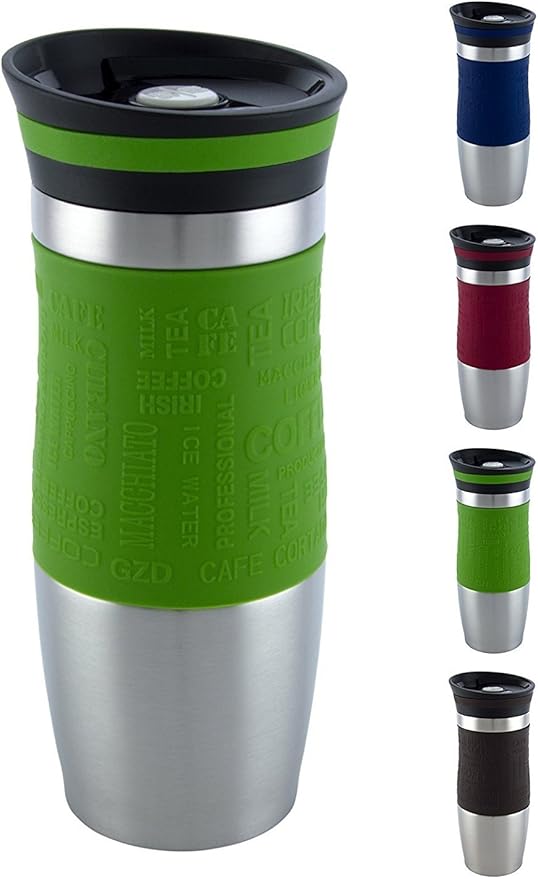 Premium Quality Insulated Vacuum Travel Mug, OneHanded Open and Drink, Double Walled and