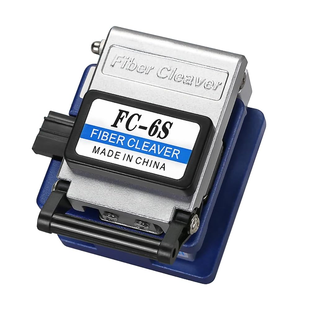 FC-6S FTTH Optical Fiber Cleaver, High Precision Cold Connection Fiber Cutter Tool, Fiber Cable Cutter Knife 12 Surface Blade Metal Material