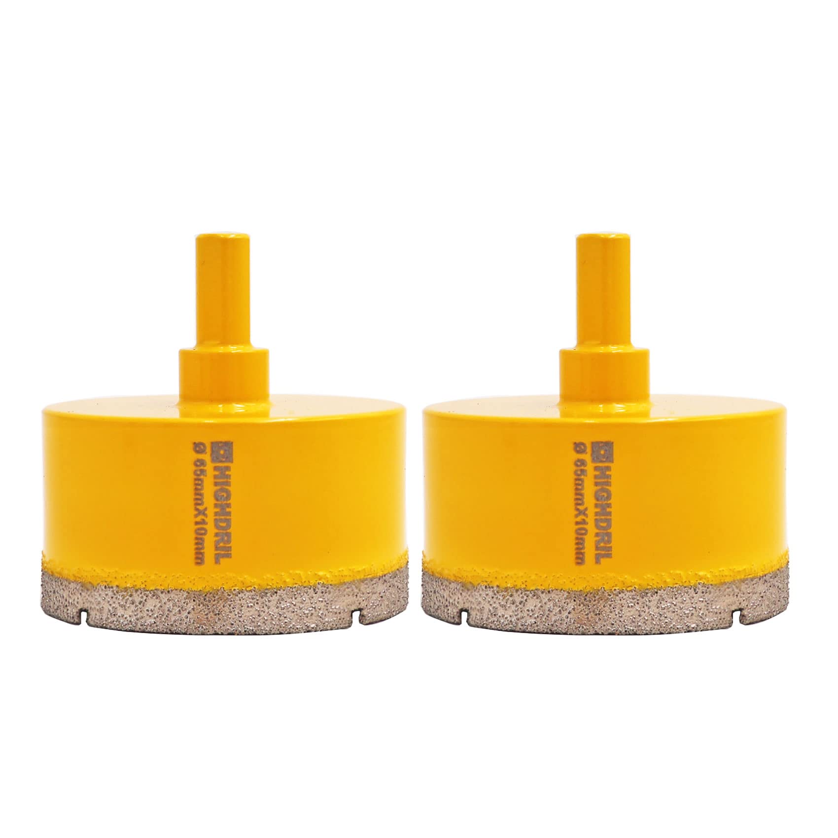HIGHDRIL 2Pcs Diamond Core Drill Bit,Diameter 65mm Vacuum Brazed Hole Saw for Concrete Granite Marble Glass Porcelain Tile Masonry Brick,Triangle shanks